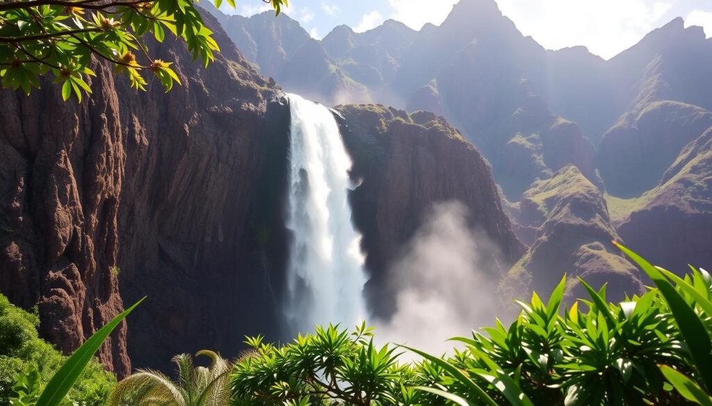 Nā Pali Coast waterfall