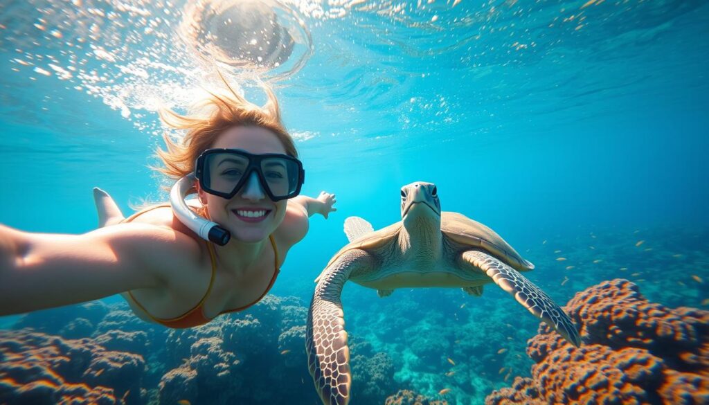 snorkeling with sea turtles